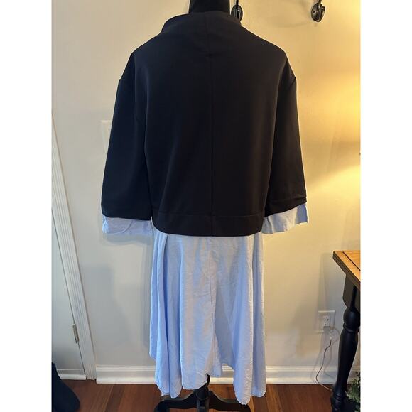 Zara Woman Women's Mock Neck Overlay Dress Navy Blue Size Small Flowy Lagenlook - Picture 6 of 7